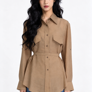 Mabli Tie-Waist Utility Shirt