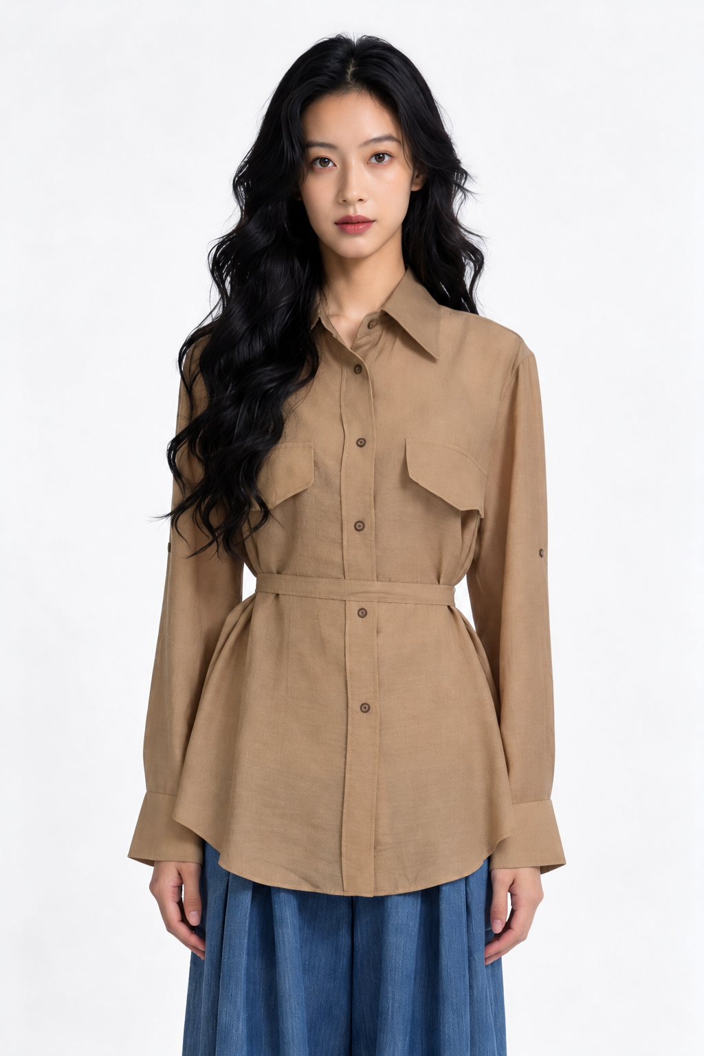 Mabli Tie-Waist Utility Shirt