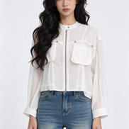 Paloma Satin Utility Zip-Up Jacket