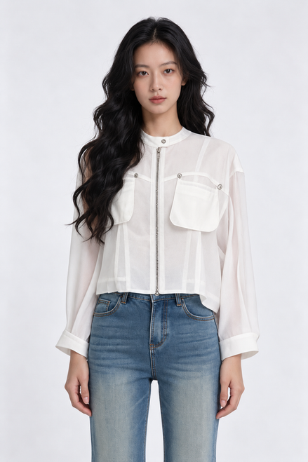 Paloma Satin Utility Zip-Up Jacket