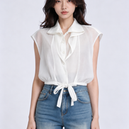 Bess Tie-Waist Sleeveless Shirt