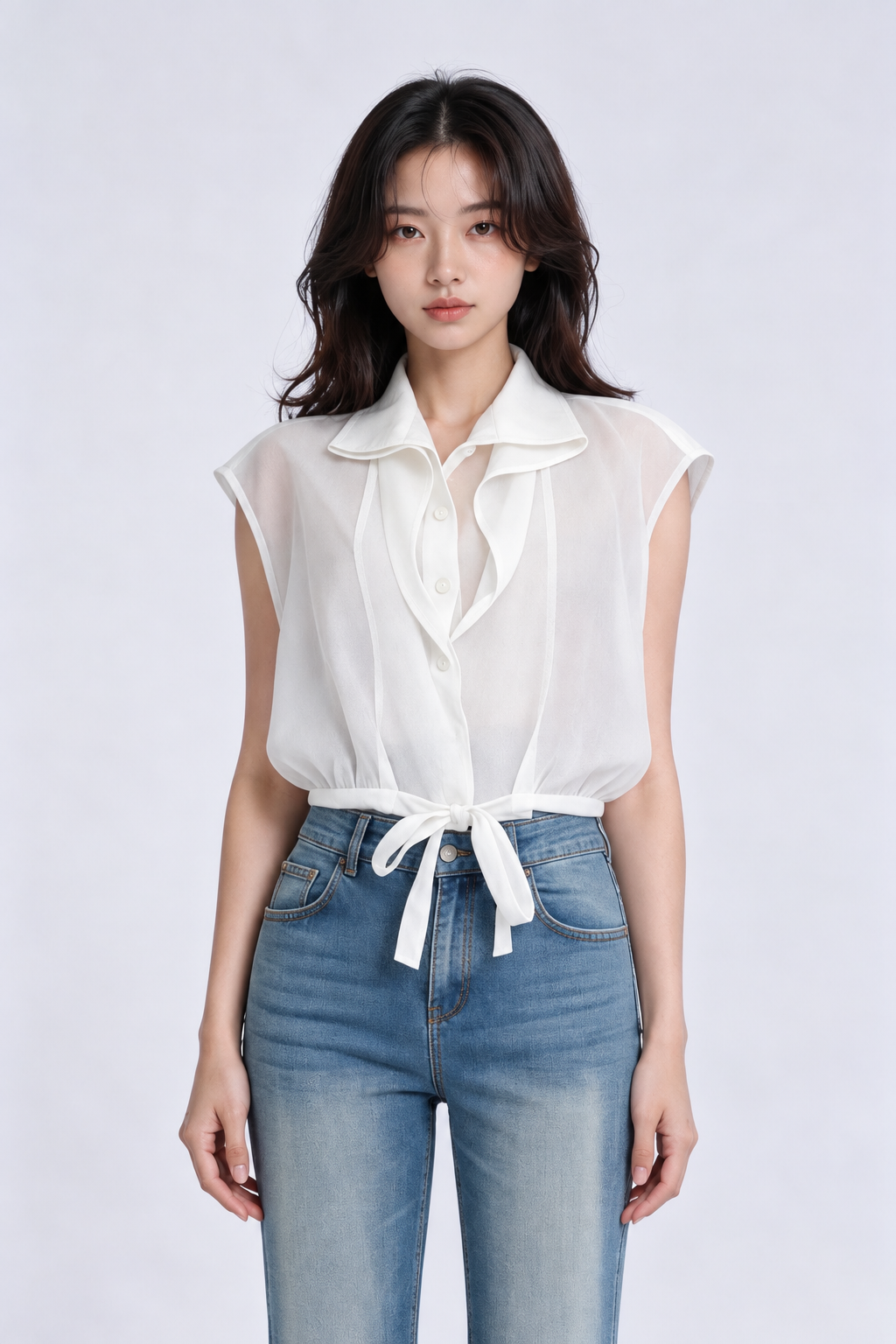 Bess Tie-Waist Sleeveless Shirt