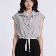 Bess Tie-Waist Sleeveless Shirt