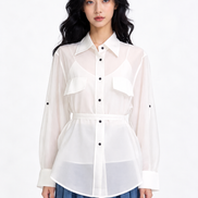 Mabli Tie-Waist Utility Shirt