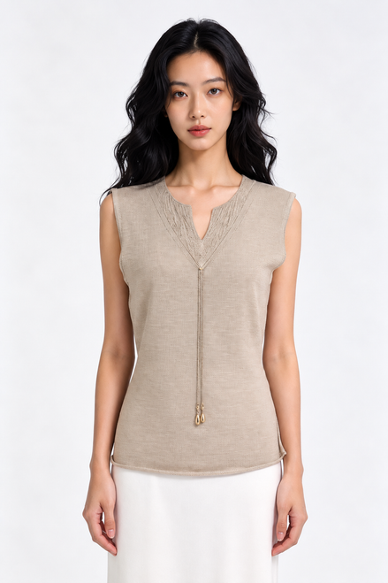 Ailsa Textured V-Neck Knit Top