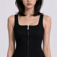Adair Cutout Zip-Front Sleeveless Top