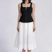 Adair Cutout Zip-Front Sleeveless Top