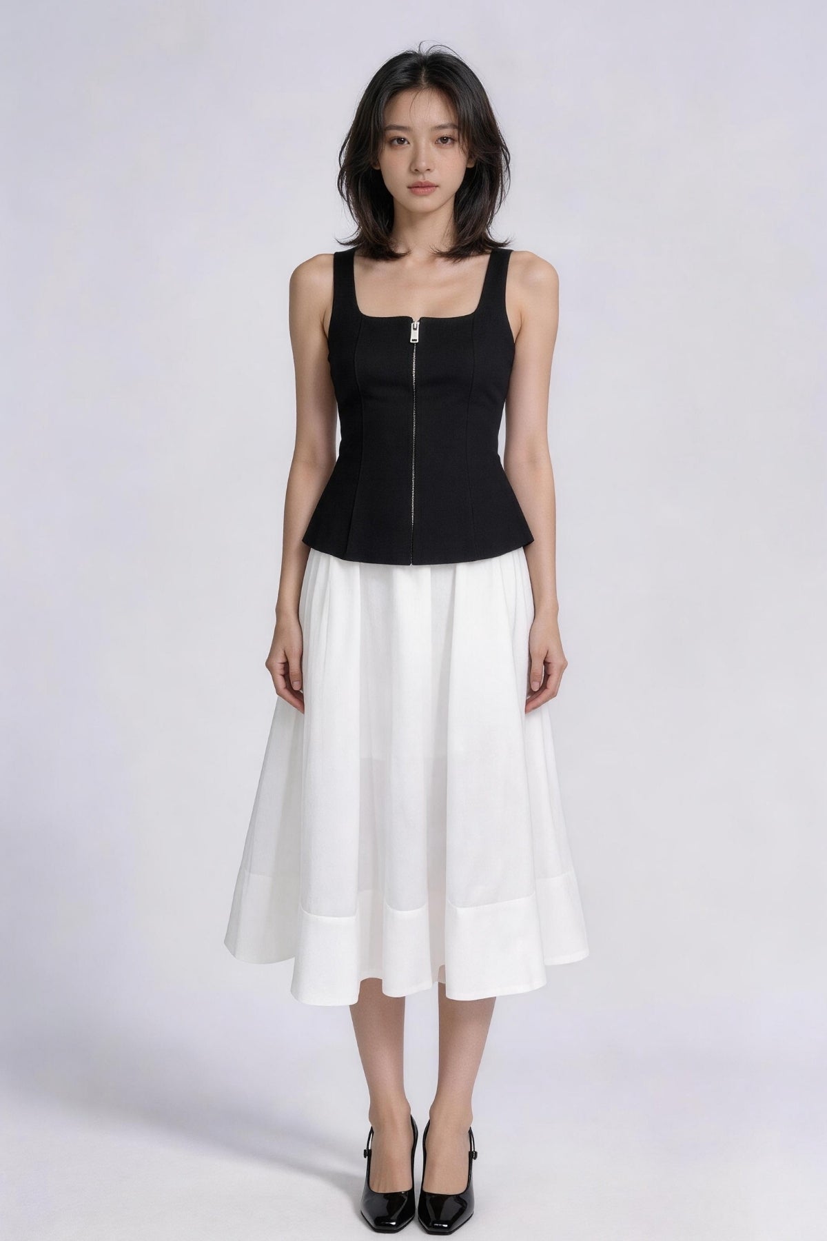 Adair Cutout Zip-Front Sleeveless Top