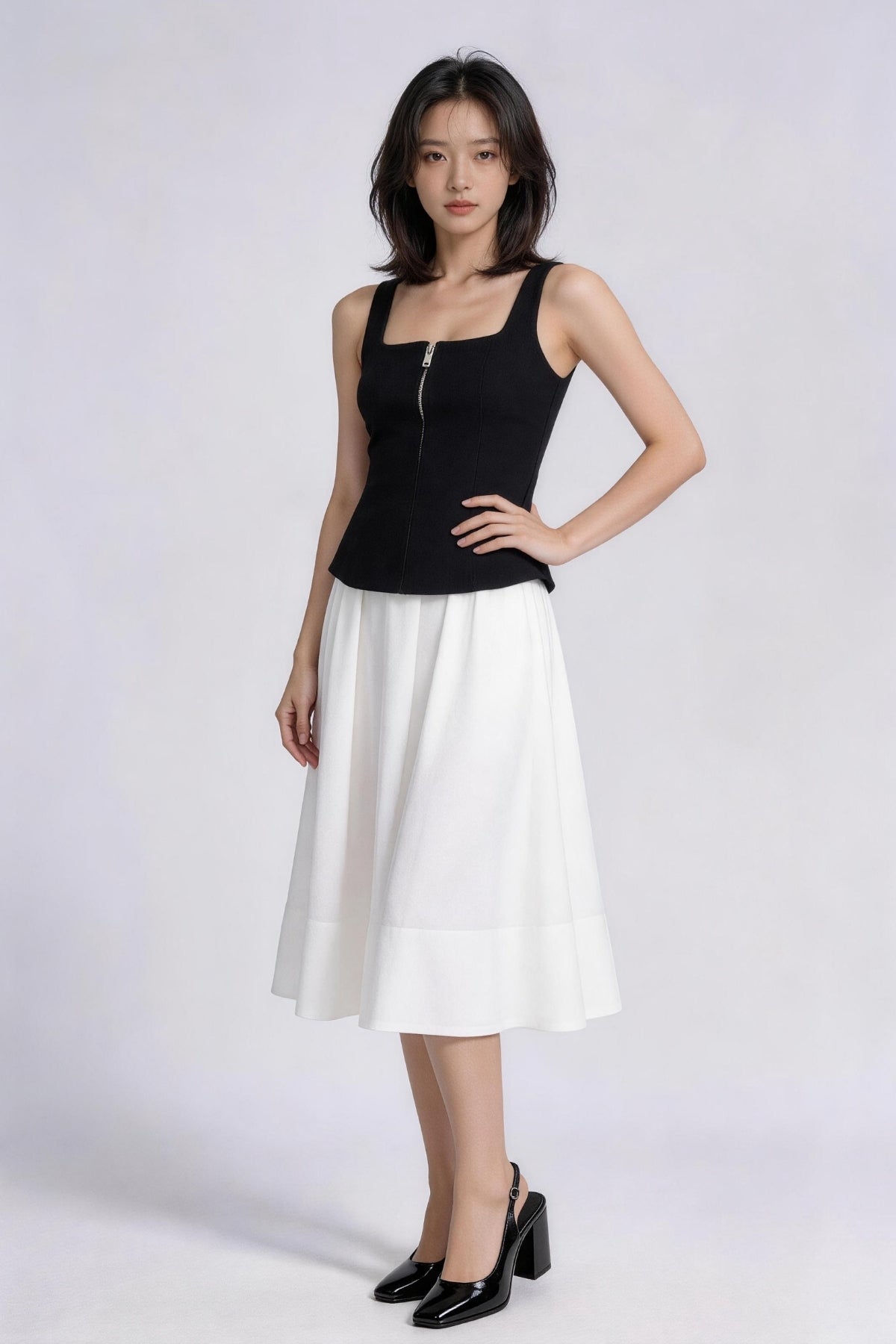 Adair Cutout Zip-Front Sleeveless Top