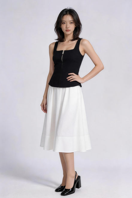 Adair Cutout Zip-Front Sleeveless Top