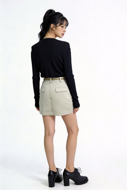 Aletta Tailored Belted Mini Skirt