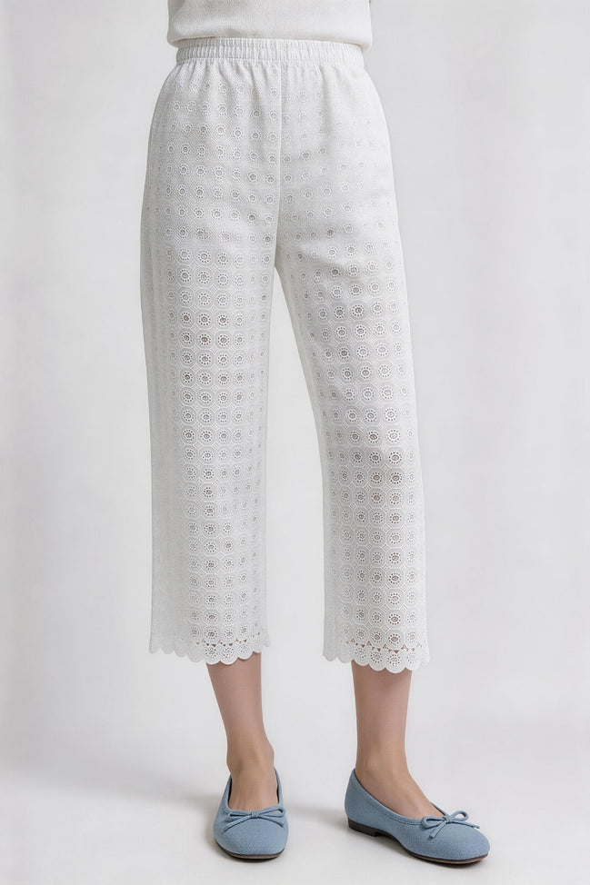 Amara Wide-Leg Eyelet Lace Trousers