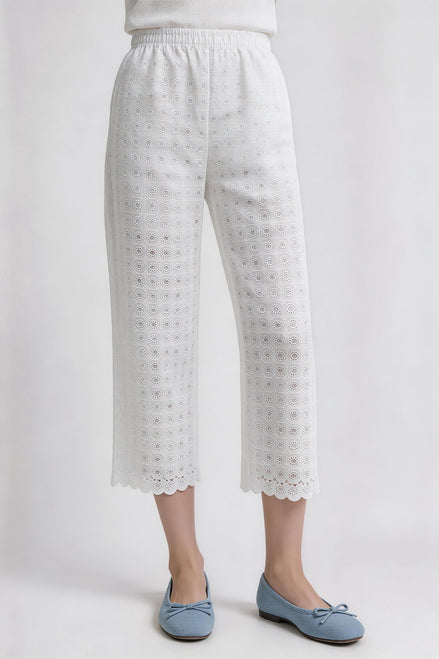 Amara Wide-Leg Eyelet Lace Trousers