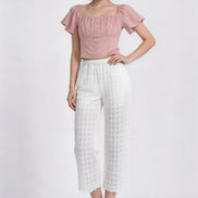 Amara Wide-Leg Eyelet Lace Trousers