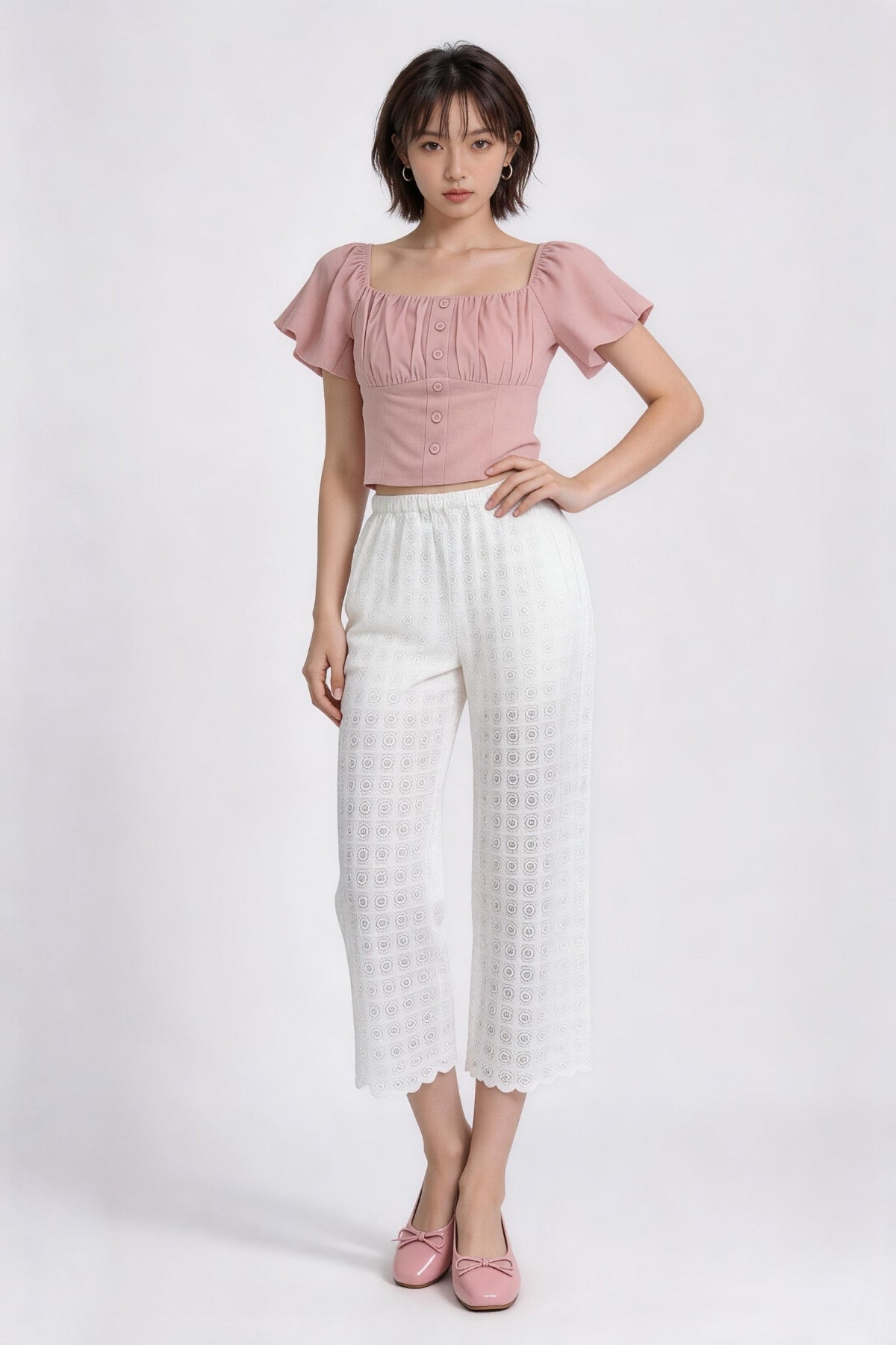 Amara Wide-Leg Eyelet Lace Trousers