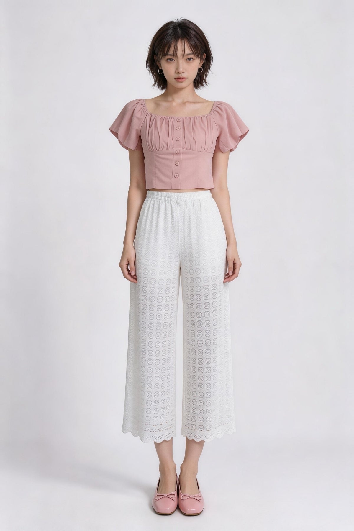 Amara Wide-Leg Eyelet Lace Trousers