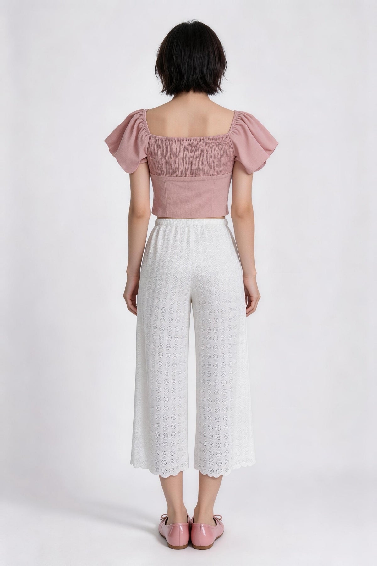 Amara Wide-Leg Eyelet Lace Trousers