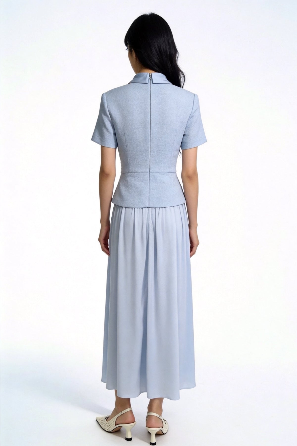 Bellamy Faux-Layered Tweed Midi Dress