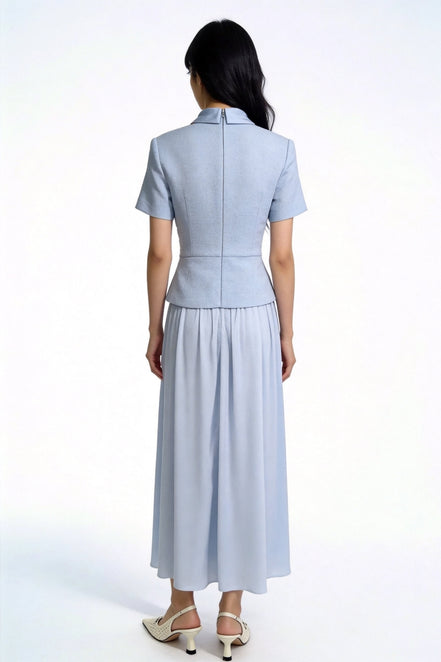 Bellamy Faux-Layered Tweed Midi Dress