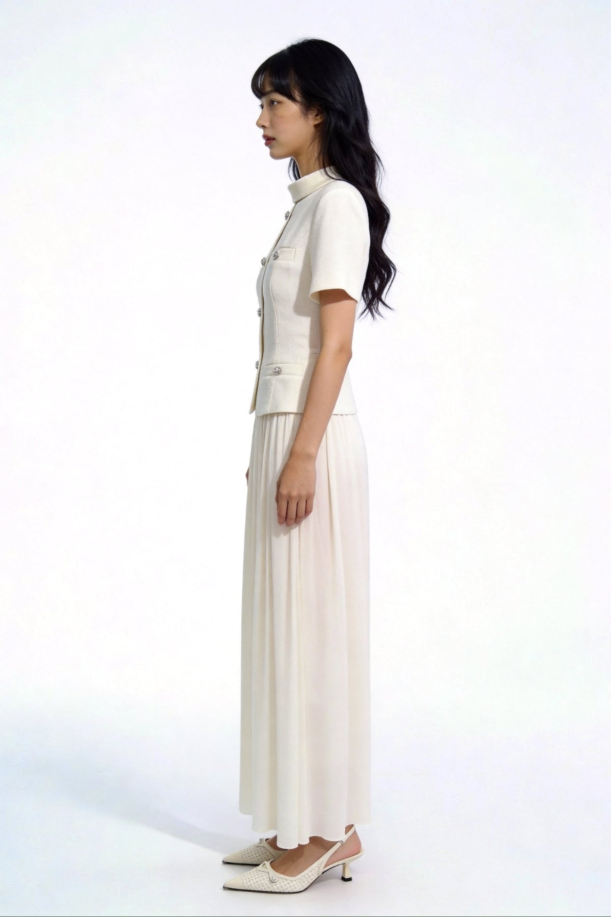 Bellamy Faux-Layered Tweed Midi Dress