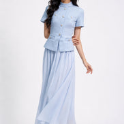 Bellamy Faux-Layered Tweed Midi Dress
