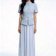 Bellamy Faux-Layered Tweed Midi Dress