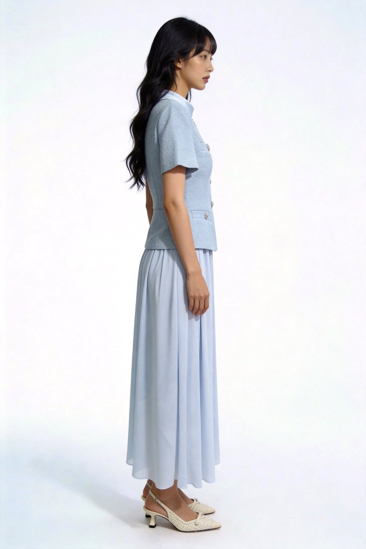 Bellamy Faux-Layered Tweed Midi Dress