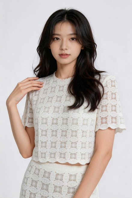 Caelune Crochet Lace Top
