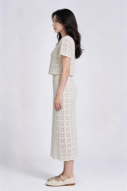 Caelune Crochet Lace Top