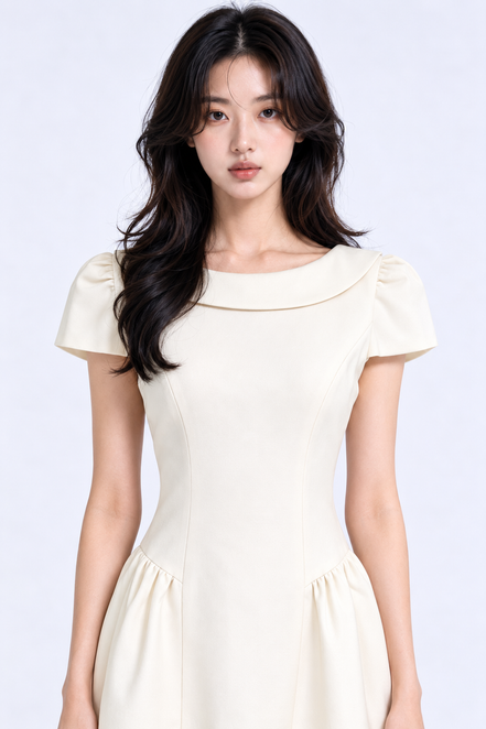Faustine Draped-Neck Tweed Mini Dress