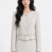Clarimond Lace-Hem Tweed Jacket