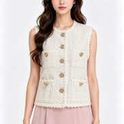 Peronella Multi-Pocket Tweed Vest
