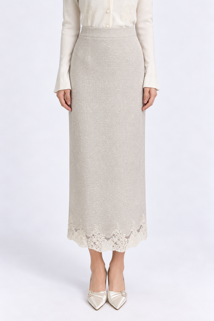 Yvaine Lace-Hem Column Skirt