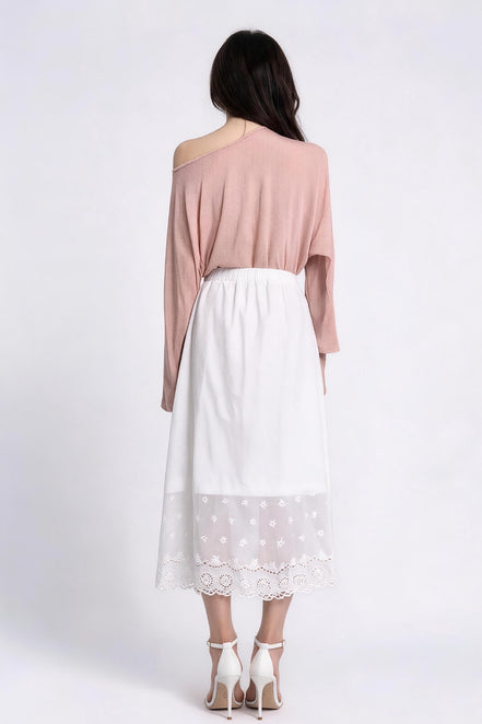 Cora Scalloped Eyelet Midi Skirt