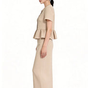 Davianna Peplum Tweed Button-Down Top