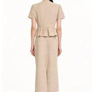 Davianna Peplum Tweed Button-Down Top