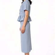 Davianna Peplum Tweed Button-Down Top