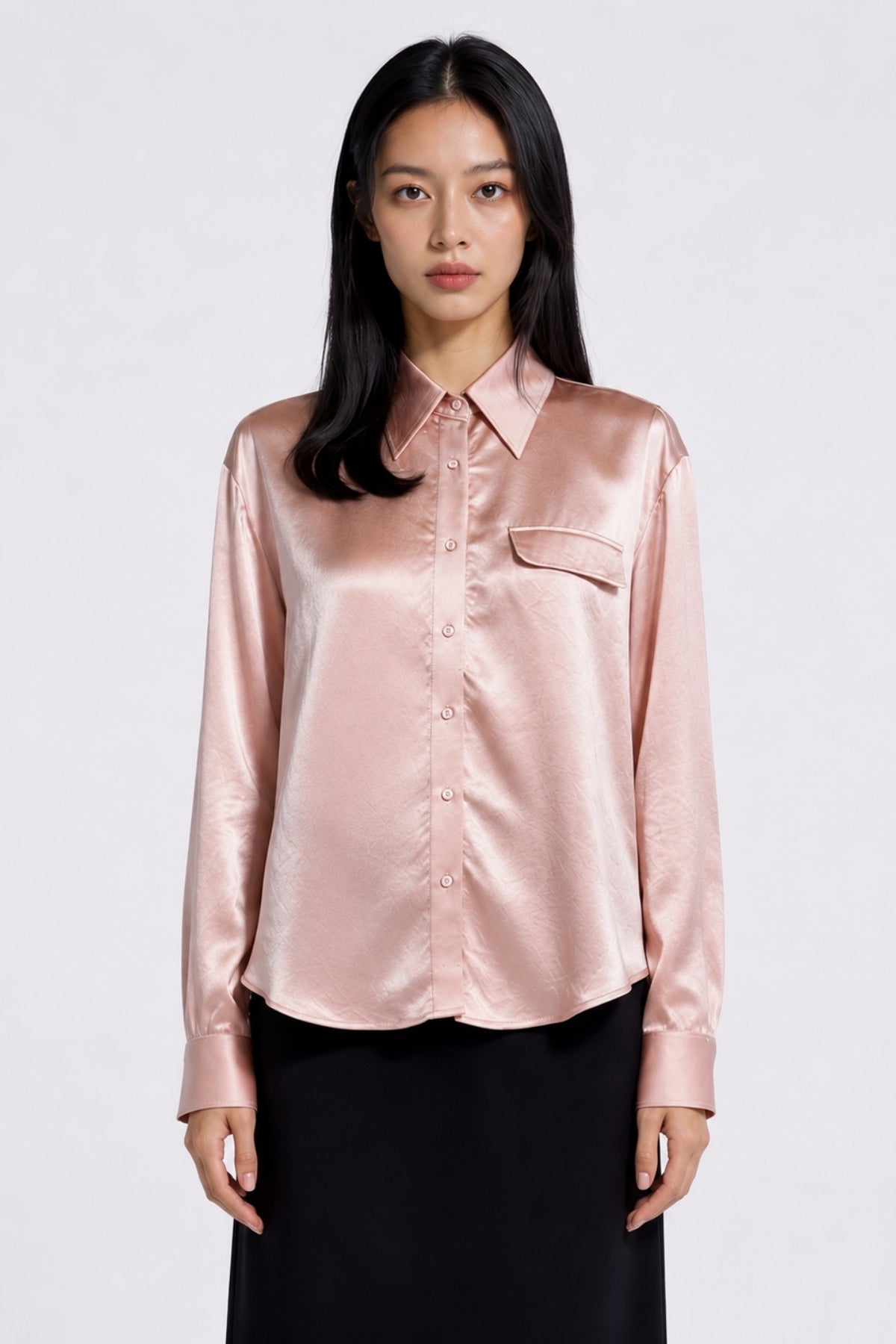 Eira Satin-Sheen Pocket Shirt