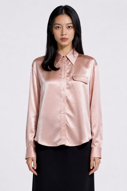 Eira Satin-Sheen Pocket Shirt