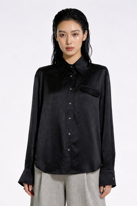 Eira Satin-Sheen Pocket Shirt