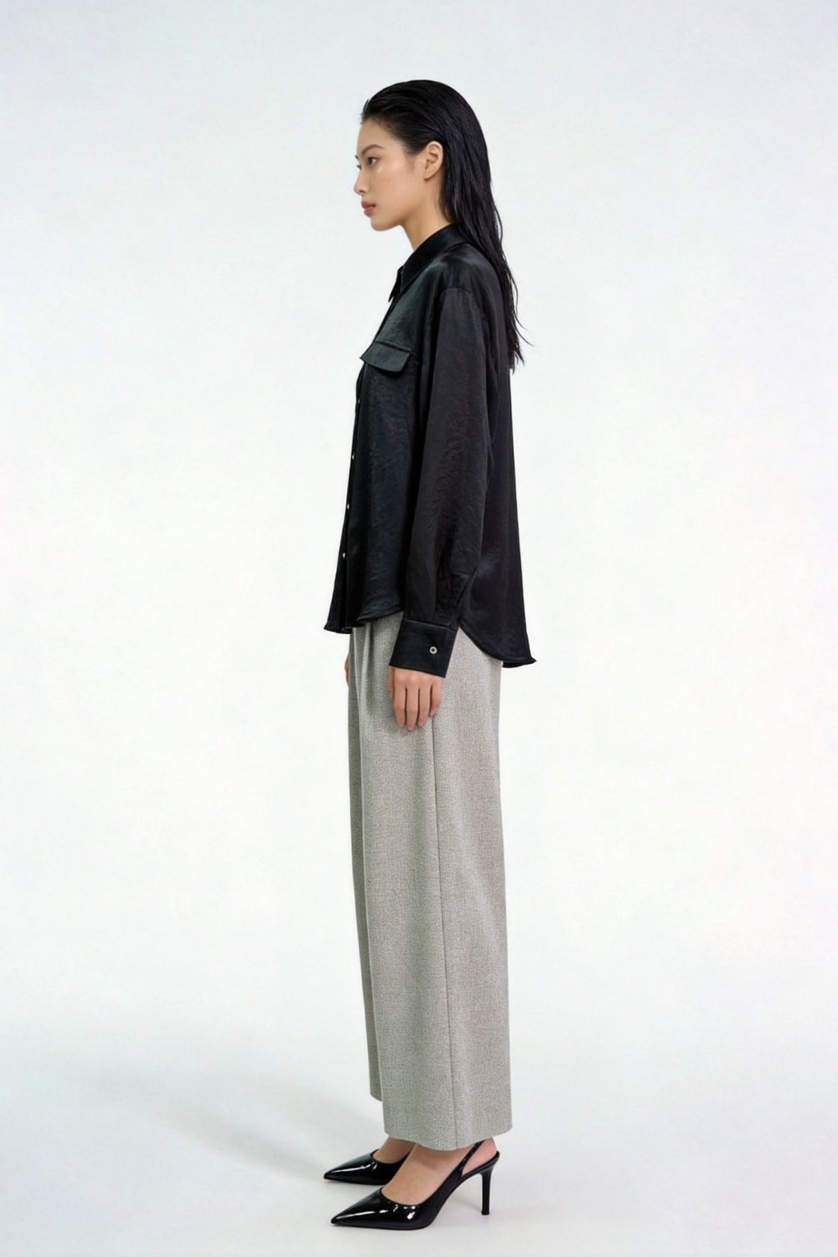 Eira Satin-Sheen Pocket Shirt