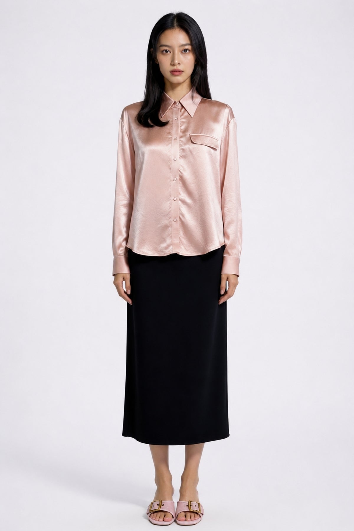 Eira Satin-Sheen Pocket Shirt
