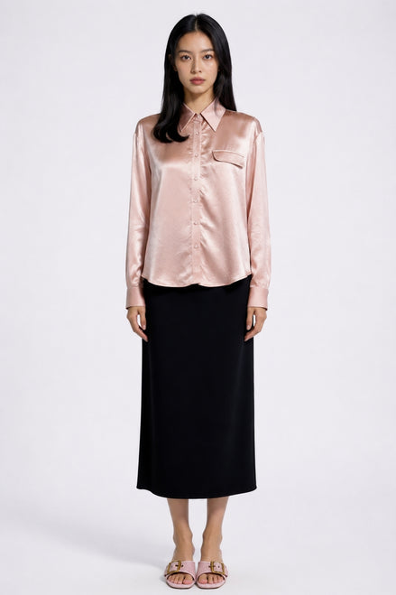 Eira Satin-Sheen Pocket Shirt