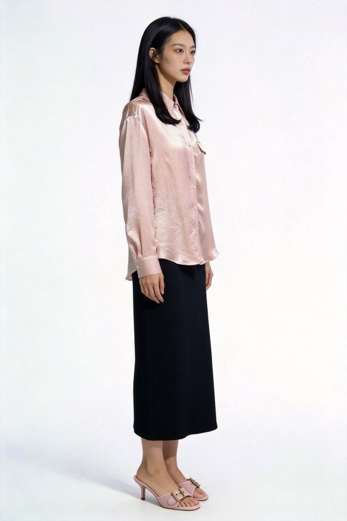Eira Satin-Sheen Pocket Shirt