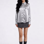 Eira Satin-Sheen Pocket Shirt