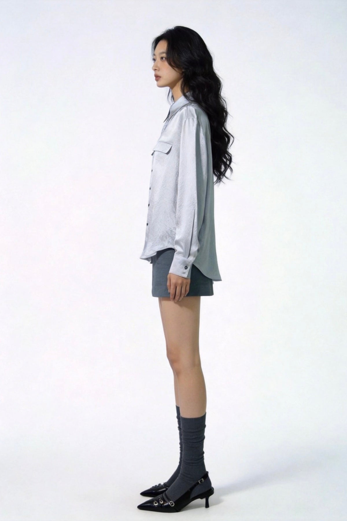 Eira Satin-Sheen Pocket Shirt