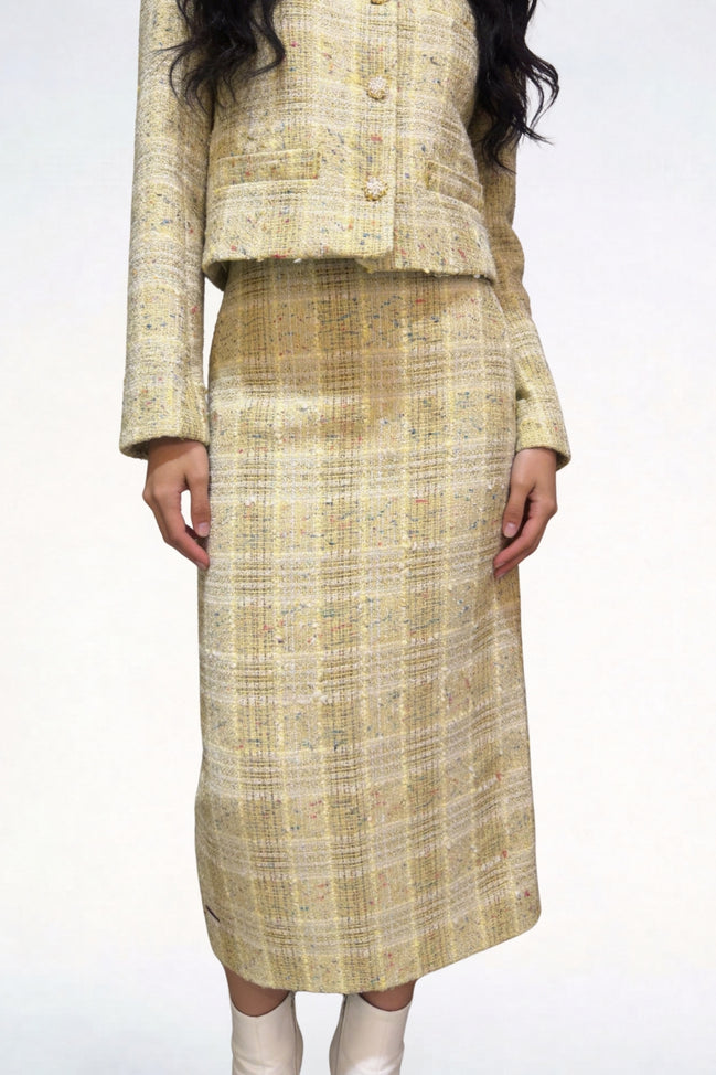 Elowara Tailored Canary Tweed Skirt