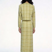 Elowara Tailored Canary Tweed Skirt