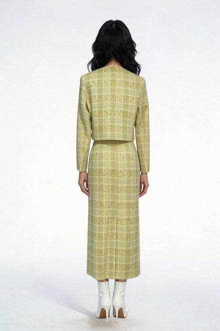 Elowara Tailored Canary Tweed Skirt