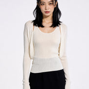 Elowen Open-Front Micro-Rib Cardigan
